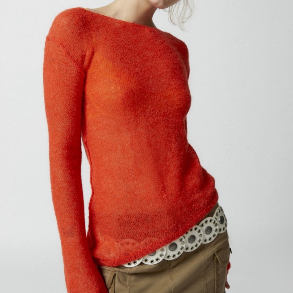 Urban Outfitters Vibrant Orange Off-the-Shoulder Sweater